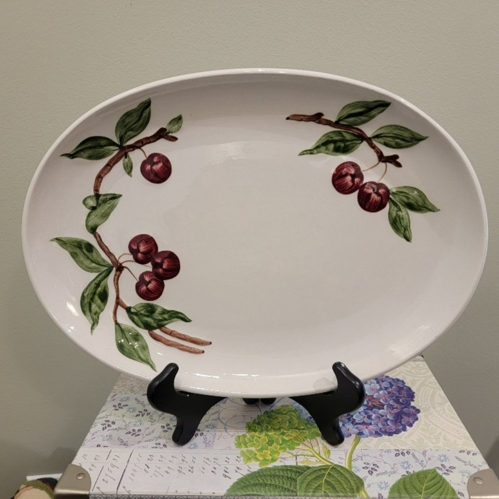 Vintage Orchard Ware Cherry Pattern Serving Platter California Ceramics